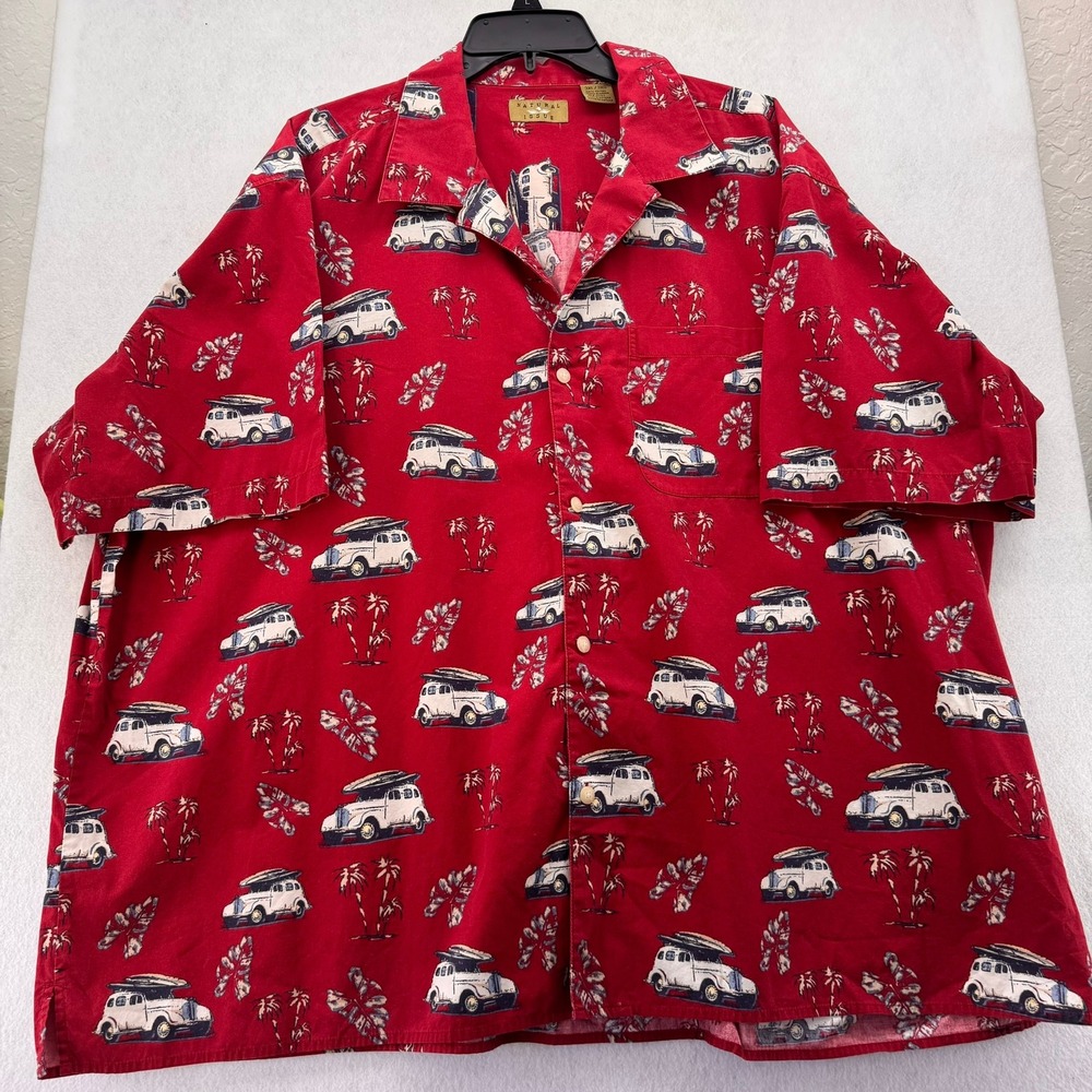 Natural Issue Hawaiian Shirt Surfboard Car Print Camp Shirt 3XL 100% Cotton‎